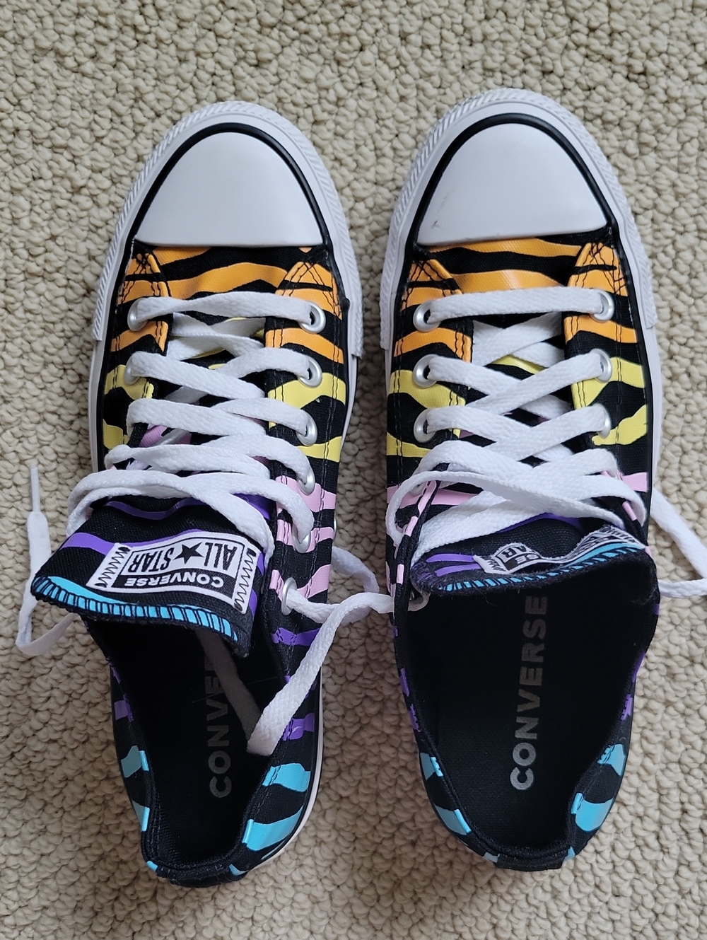 Converse Kids Low Top Sneakers - Rainbow Stripe on Black